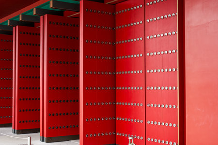 The bright red Chinese-style main entrance of the Hong Kong Palace Museum