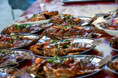 New Year's Eve banquet in rural China, braised tilapia