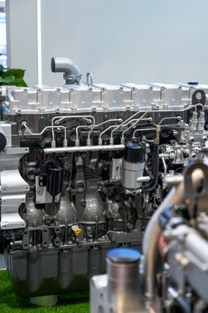 Image: Close-up of an internal combustion diesel engine used in large trucks