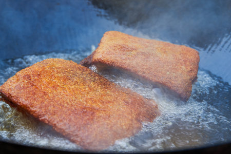 1 Pan-fried braised pork belly at the Chinese New Year village banquet