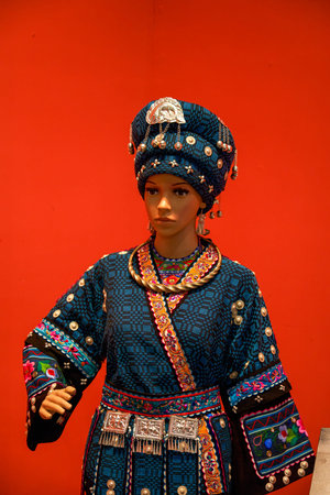 1Traditional costumes of the Zhuang ethnic group in Guangxi, China