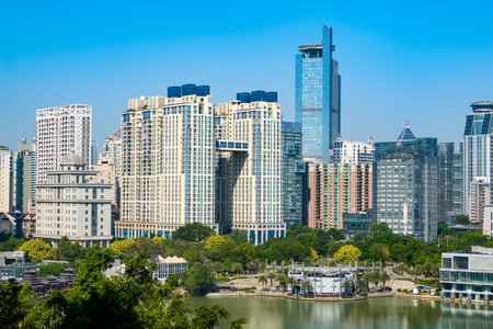 1 Bustling urban landscape of ASEAN Business District in Nanning, Guangxi, China