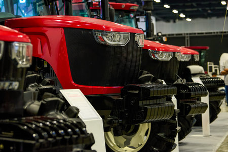 1 Partial close-up of brand new agricultural machinery