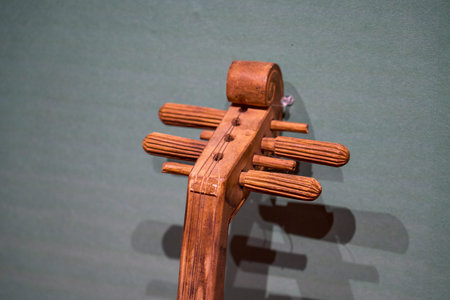 1 Close-up of the head of a traditional Chinese musical instrument