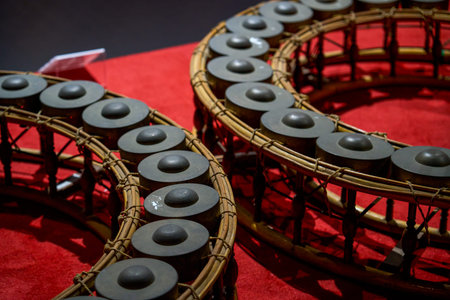 1 Close-up of gong, a traditional Southeast Asian musical instrument