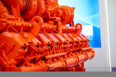 1 Close-up of large engineering vehicle engine