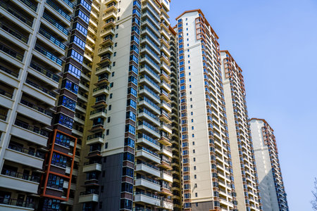 1 A newly built high-rise residential building in a residential complex in a Chinese city