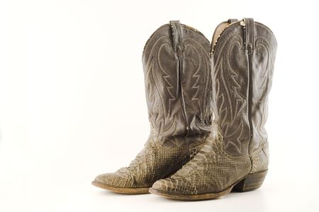Old snake skin cowboy bootsの写真素材