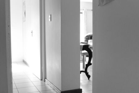 White flat hallway black and whiteのeditorial素材