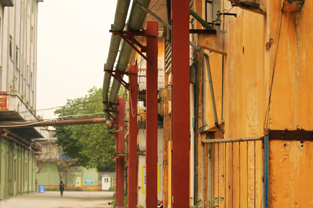 Abandoned factory building in Panyu Sugar Factory, Guangzhou, Chinaの写真素材
