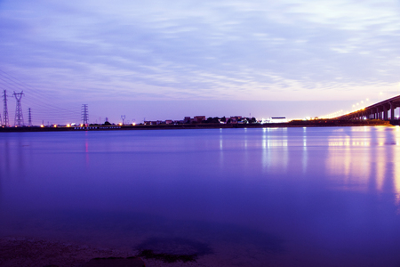water surface at night viewの写真素材
