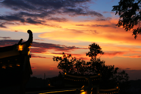 China's Hunan Yongzhou Lingling Mountain Scenic Area in the sunsetの写真素材