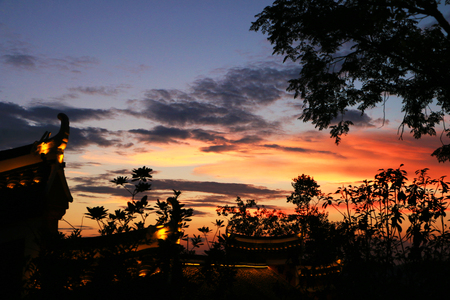 China's Hunan Yongzhou Lingling Mountain Scenic Area in the sunsetの写真素材