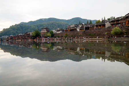Scenery of Tuojiang River in Phoenix Ancient City of Xiangxiの写真素材