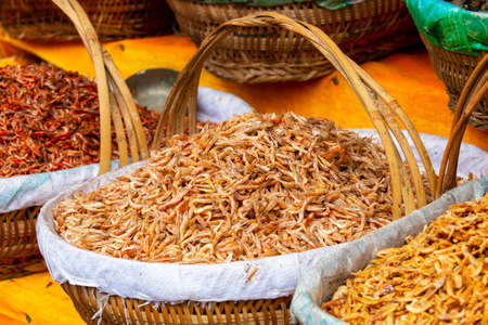 dried Food sold in the basketの写真素材