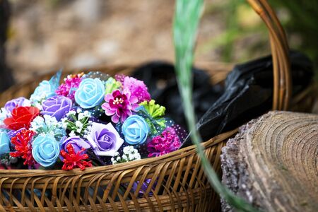 Roses in the basketの写真素材