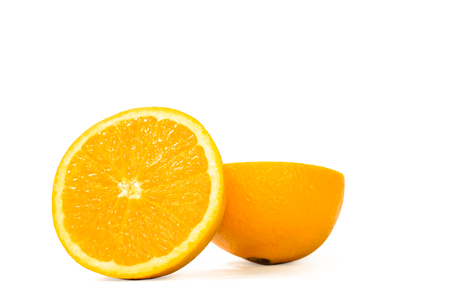 Orange fruit. Orang slice isolate on white. With clipping path.の写真素材