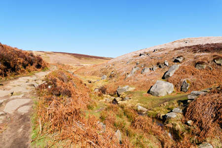 A bright late winter day following the footpath from Cutthroat Bridge to Derwent Moor in the Hope...