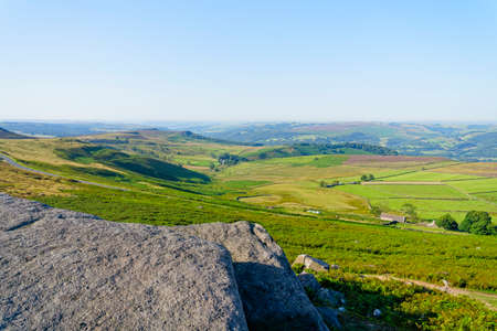A hazy summer morning in the Derbyshire Peak District