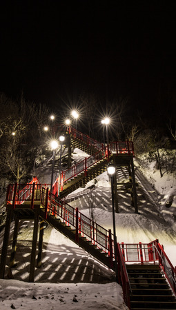Stairs in the Winterの写真素材
