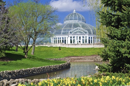 springtime at the como park conservatory, st. paul, minnesota.の写真素材
