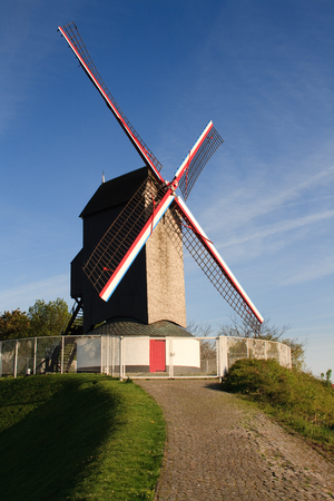 Still working wooden windmill in flandersの写真素材
