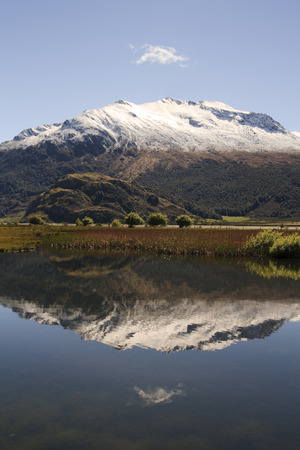 Mountain reflection in Lake, new zealandの写真素材