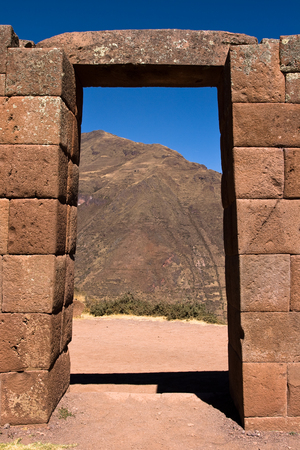 Doorway close-up Ancient Incan Designの写真素材