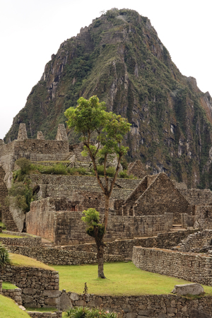 View across the ruins of ancient inca town of Machu Picchu in Peruの写真素材
