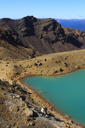 Togariro crossing volcanic lake, new zealandの写真素材