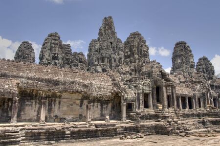 The Bayon Prasat Bayon Khmer temple at Angkor in Cambodiaの写真素材