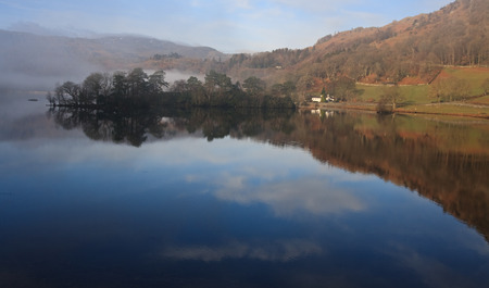 lake and mountains at blea tarn in the lake districtの写真素材