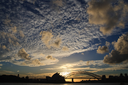 Sydney Harbor Sunset Skylineの写真素材