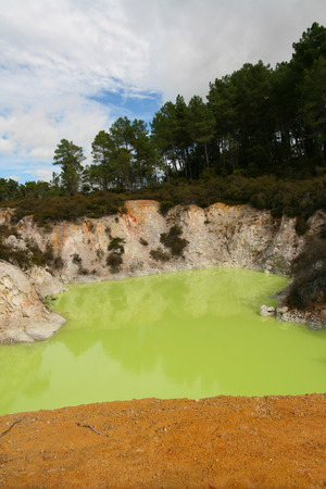 lake ngakoro in Rotorua, new zealandの写真素材