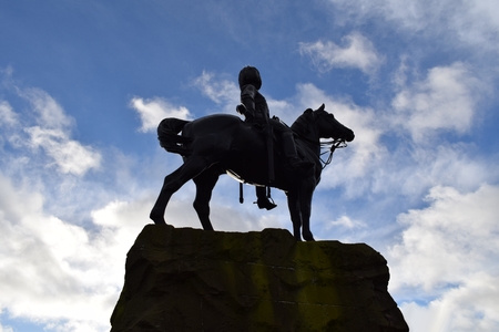 Edinburgh, Scotland. Dec 31 2017: Statue of a man on a horse.