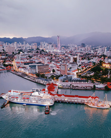 Aerial view of the port Penang Islandの写真素材