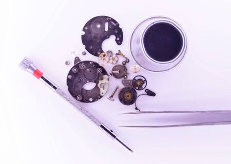 Watch parts.Precision engineering in macro.の写真素材