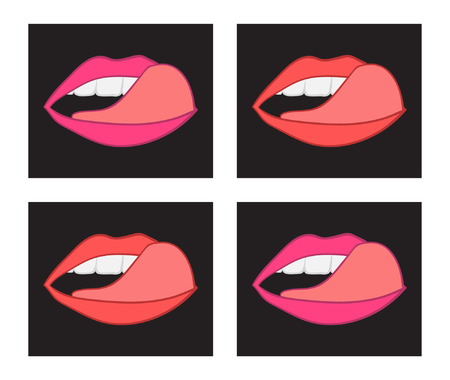 licking lips pop sketch setのイラスト素材