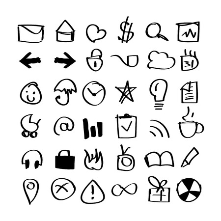 hand drawn icons on a beautifully white background, the best combinationのイラスト素材