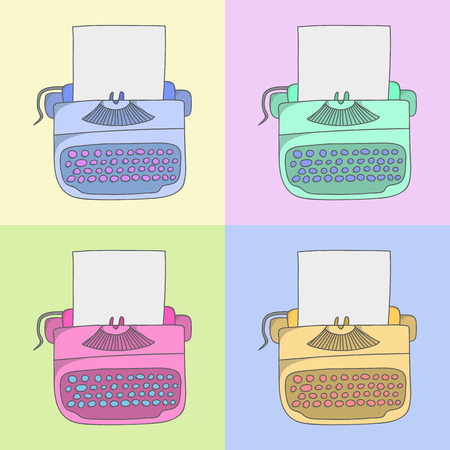 illustration writer concept sketch of a manual vintage stylish typewriter setのイラスト素材