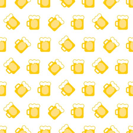 vector pint tankards background. mug of beer bar seamless patternのイラスト素材