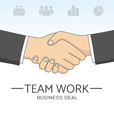 vector handshake sketch. Business Partneship. Creative team work. Hand drawn communication conceptのイラスト素材