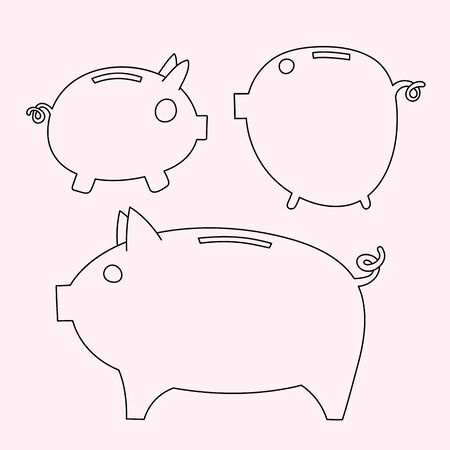 vector hand drawn piggy moneybox. bank deposit creative concept sketchのイラスト素材