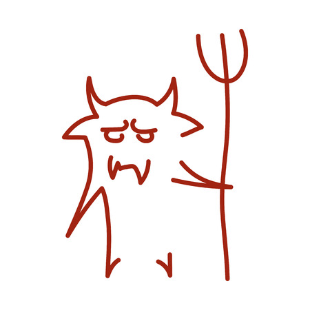 Vector hand drawn devil. Creative satan concept sketchのイラスト素材