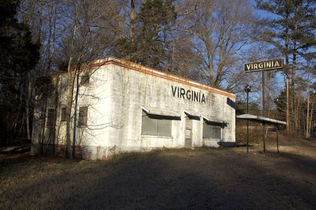 Located along the Virginia and North Carolina state line this once busy gas station sits abandoned with a plain but descriptive name.の写真素材