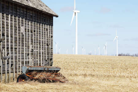 Old Shed and New Windmillsの写真素材