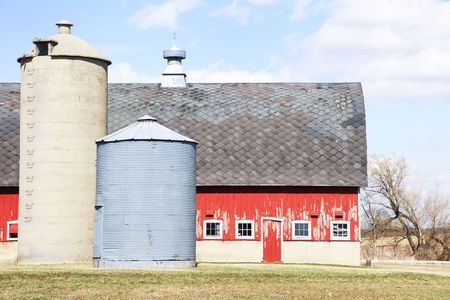 Silo, Grain Bin, and Barnの写真素材