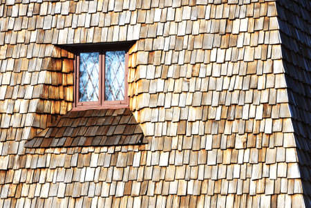 Window in Cedar Shinglesの写真素材