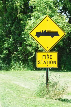 Fire Station Ahead Signの写真素材