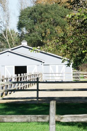 Empty Corral and Shadeの写真素材